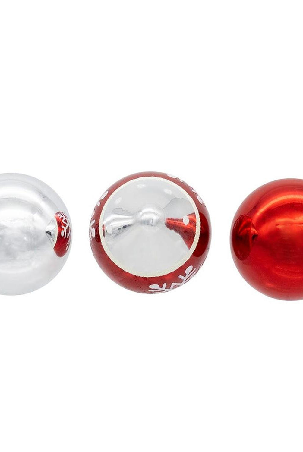Kurt Adler 35MM Glass Red and Silver With Snowflake Ball 12-Piece Set