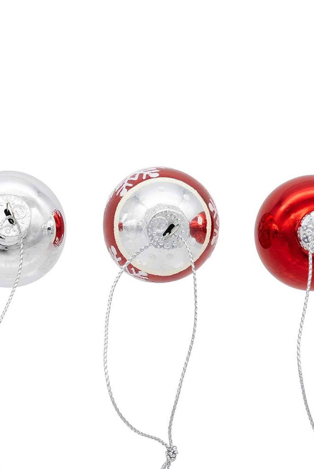 Kurt Adler 35MM Glass Red and Silver With Snowflake Ball 12-Piece Set