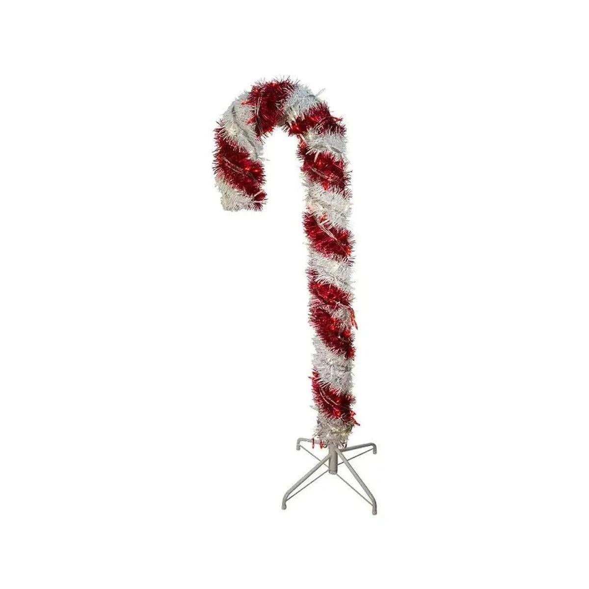 Shop For Kurt Adler 4 - Foot Pre - Lit Red and White LED Tinsel Candy Cane