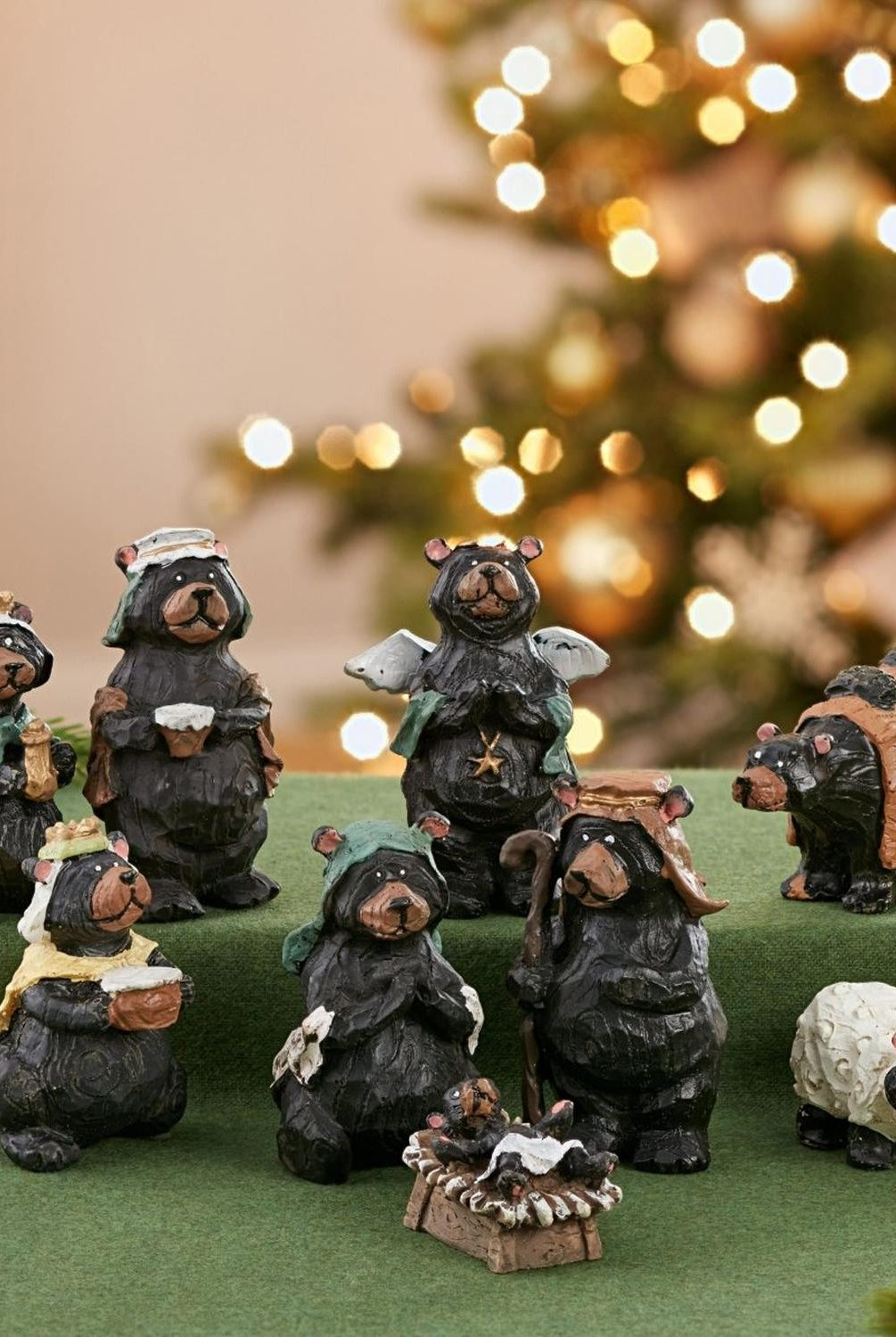 Kurt Adler 4-Inch Resin Nativity Bear, Set of 9