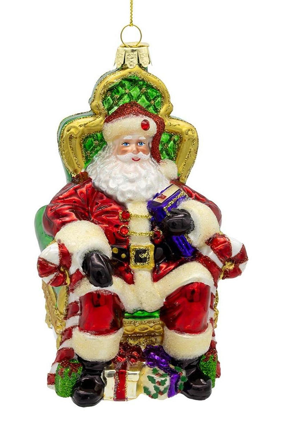 Kurt Adler 5.5-Inch Bellissimo Glass Santa On Throne Ornament