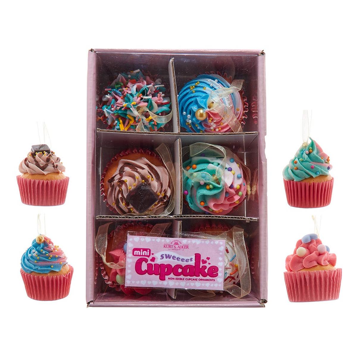 Shop For Kurt Adler 6 - 6.5 - Inch Miniature Foam Cupcake Ornaments, 6 - Piece Boxed Set