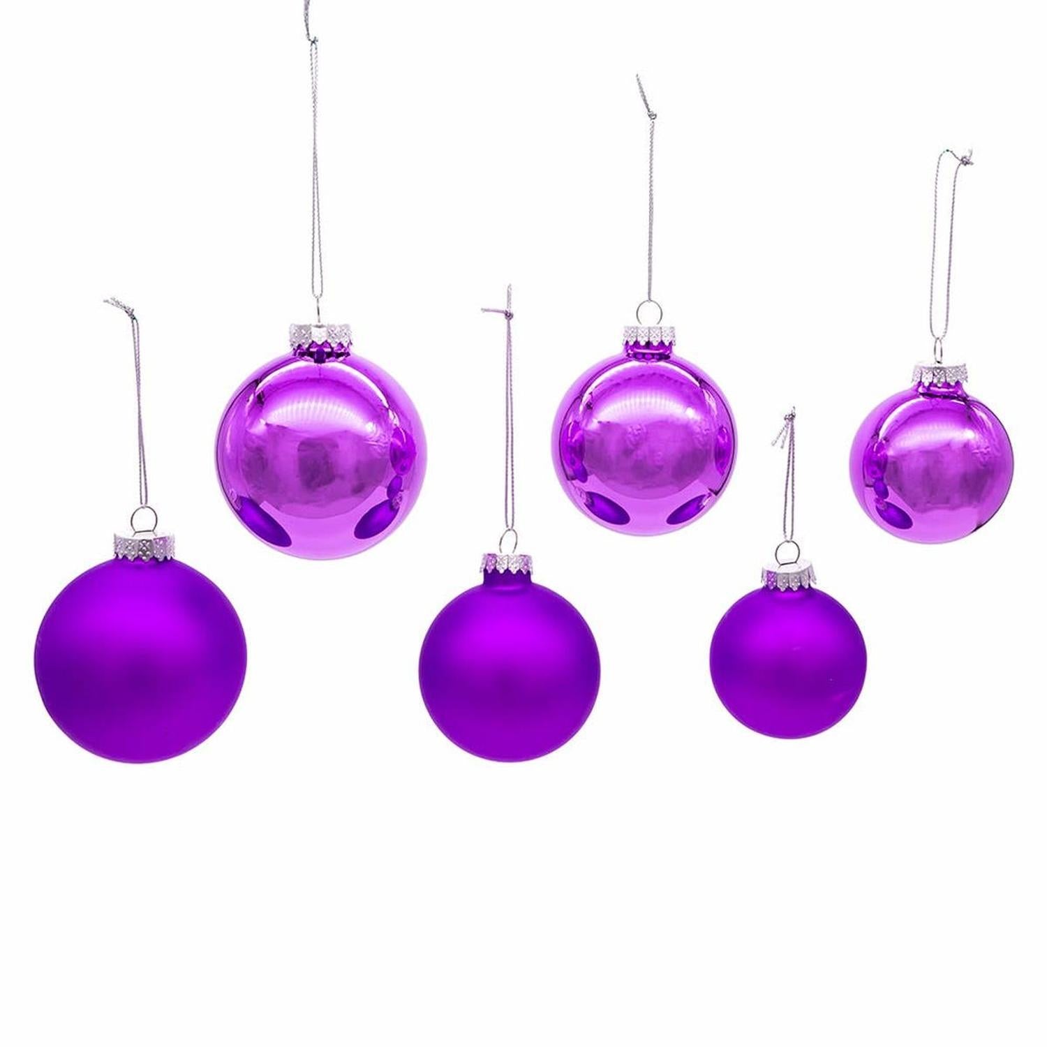 Shop For Kurt Adler 60 - 80MM Shiny and Matte Purple Balls, 20 Piece Set