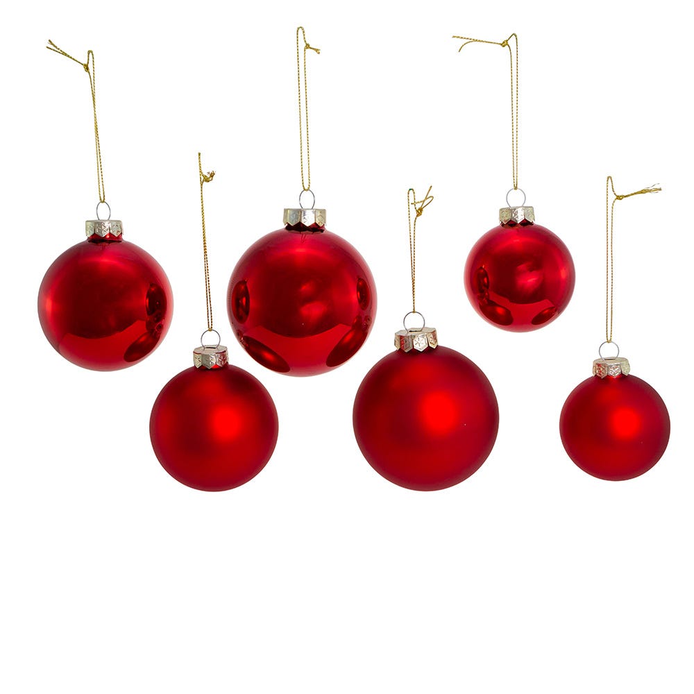 Shop For Kurt Adler 60 - 80MM Shiny and Matte Red Glass Ball Ornaments, 20 - Piece Set