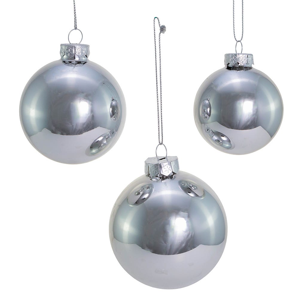 Shop For Kurt Adler 60 - 80MM Shiny Silver Glass Ball Ornaments, 20 - Piece Set
