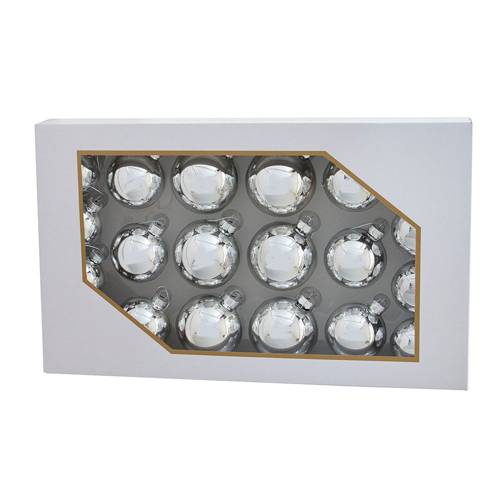 Shop For Kurt Adler 60 - 80MM Shiny Silver Glass Ball Ornaments, 20 - Piece Set