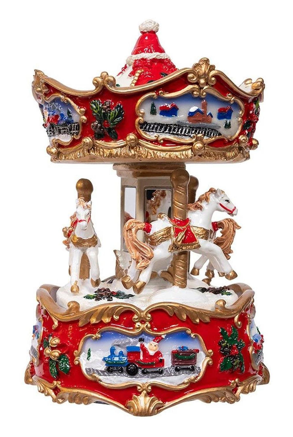 Kurt Adler 7-Inch Wind-Up Musical Carousel Table Piece