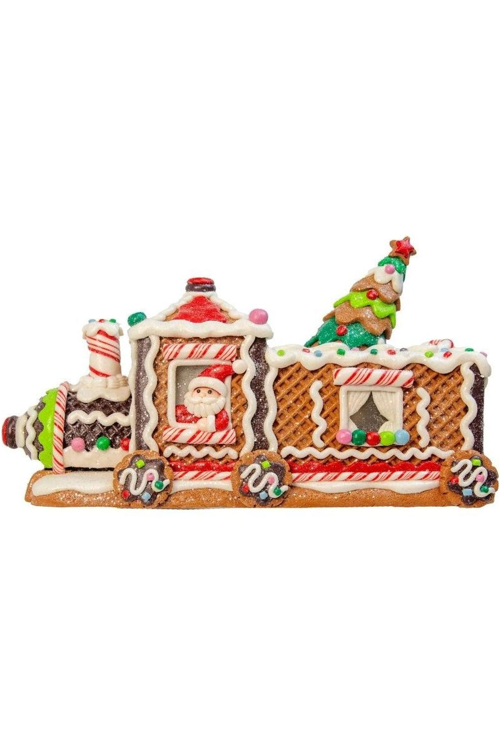 Kurt Adler 7" LED Gingerbread Train With Tree Table Piece