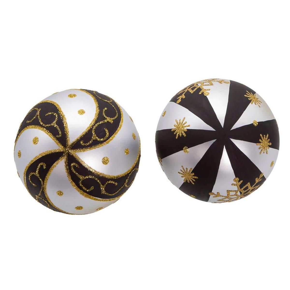 Shop For Kurt Adler 80 MM Silver/ Black/ Gold Glass Balls, 6 - Piece Set