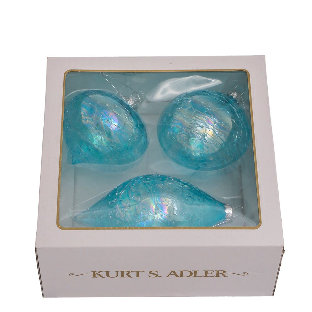 Shop For Kurt Adler 80MM Blue Finial, Onion, and Ball Glass Ornaments, Set of 3