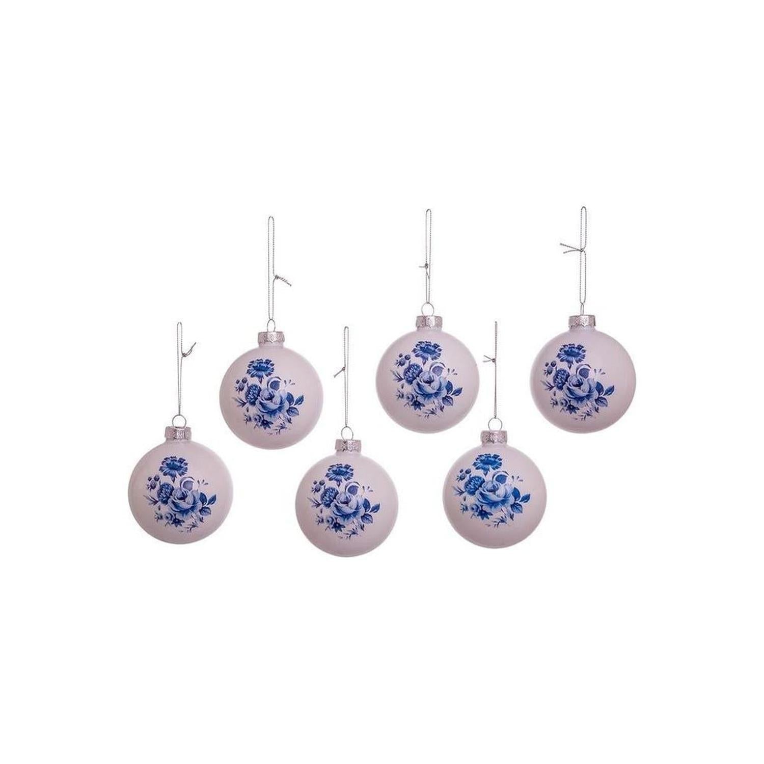 Shop For Kurt Adler 80MM Delft Blue Shiny Glass Ball Ornaments, 6 - Piece Set