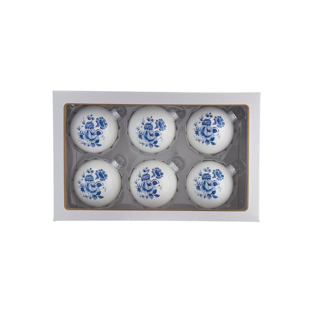 Shop For Kurt Adler 80MM Delft Blue Shiny Glass Ball Ornaments, 6 - Piece Set