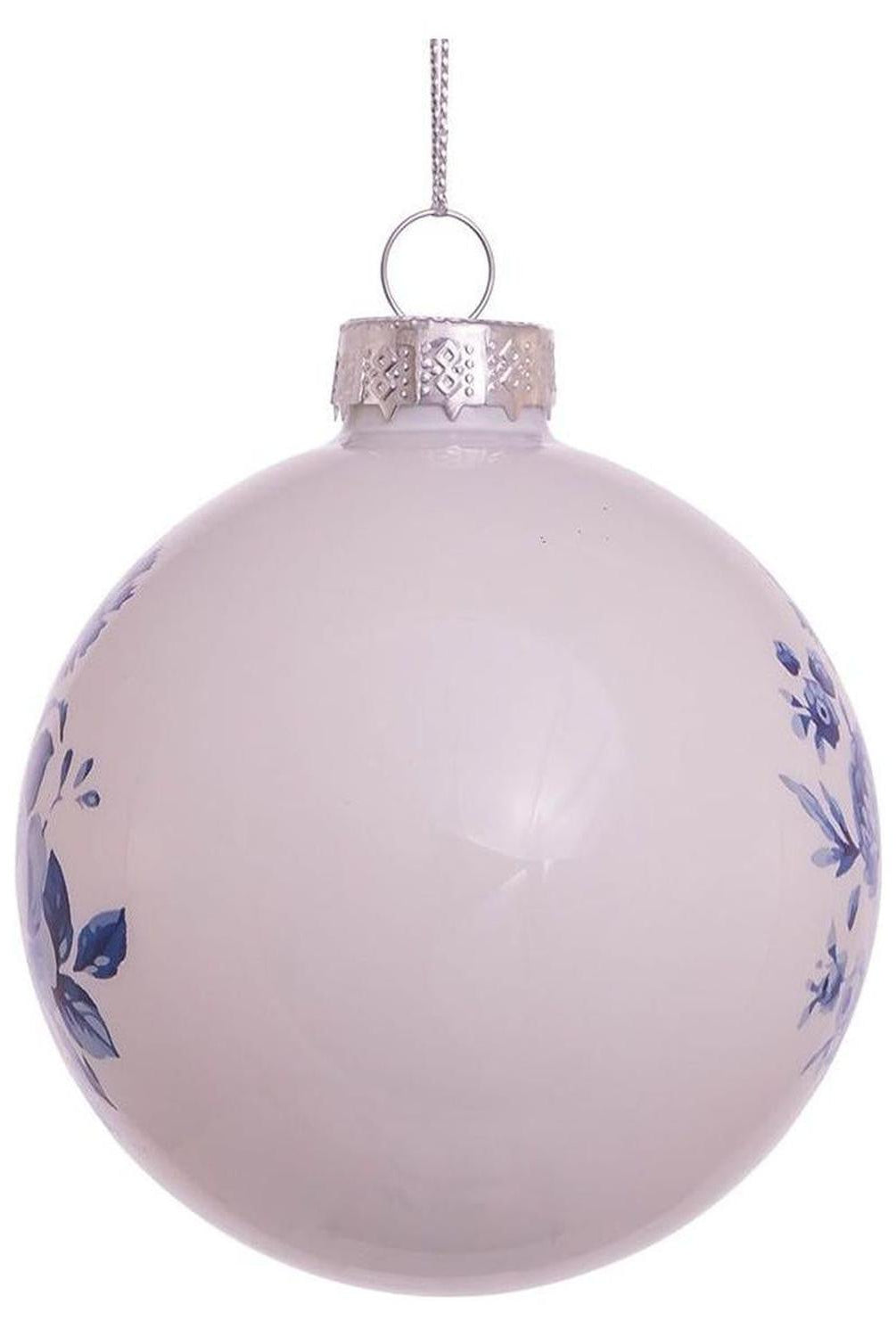 Kurt Adler 80MM Delft Blue Shiny Glass Ball Ornaments, 6-Piece Set