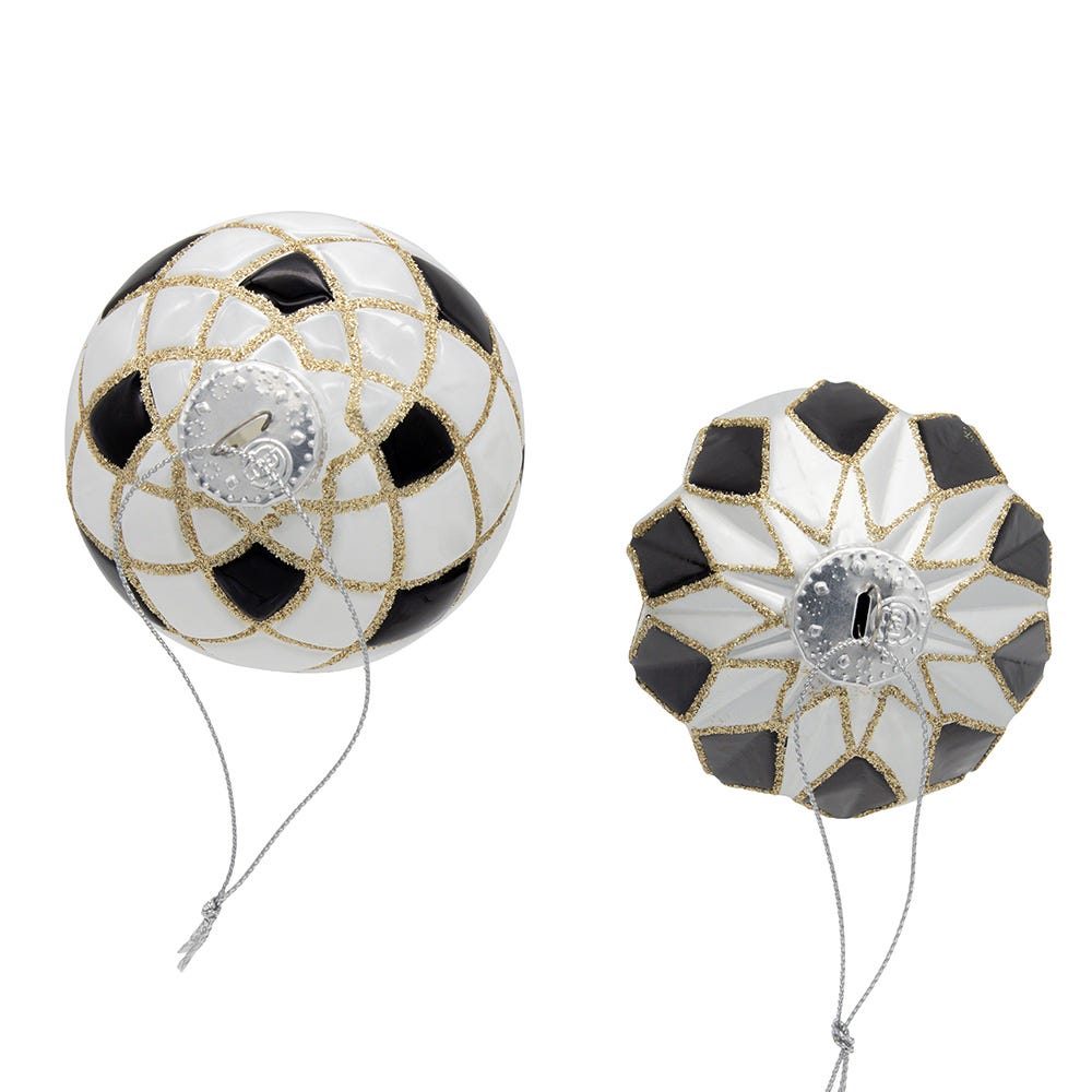Shop For Kurt Adler 80MM Glass Black, White and Gold Checkered Ball Ornaments, 6 - Piece Box