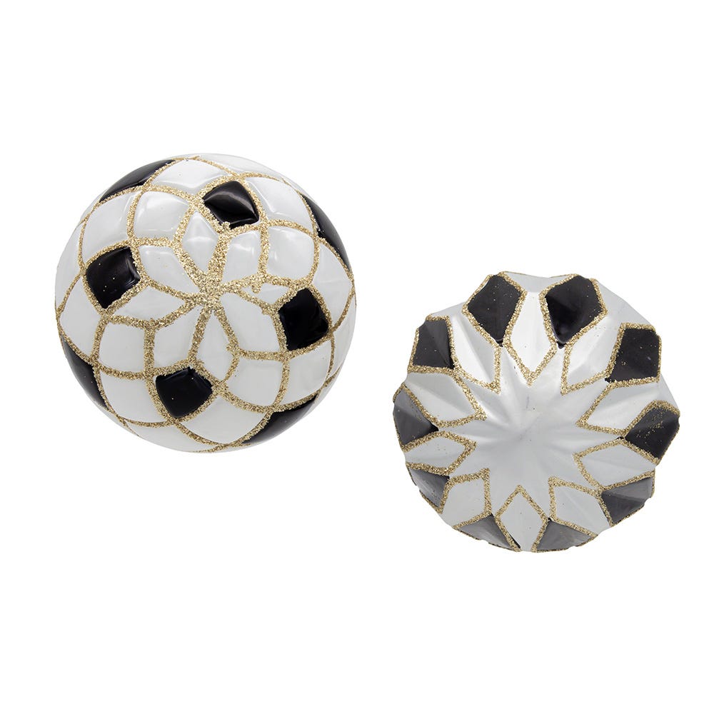 Shop For Kurt Adler 80MM Glass Black, White and Gold Checkered Ball Ornaments, 6 - Piece Box