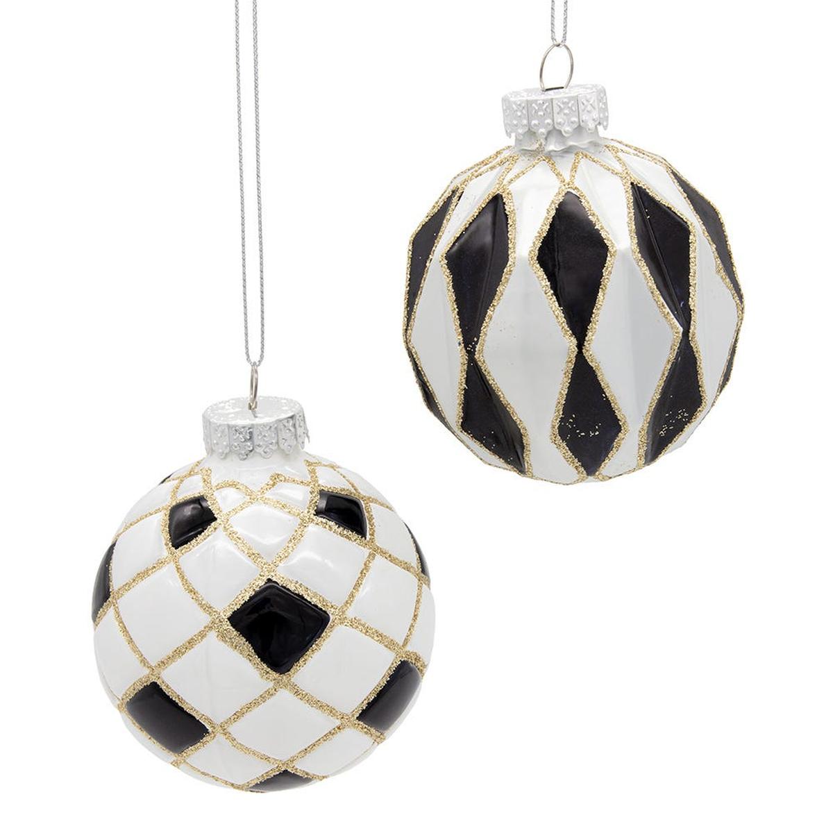 Shop For Kurt Adler 80MM Glass Black, White and Gold Checkered Ball Ornaments, 6 - Piece Box