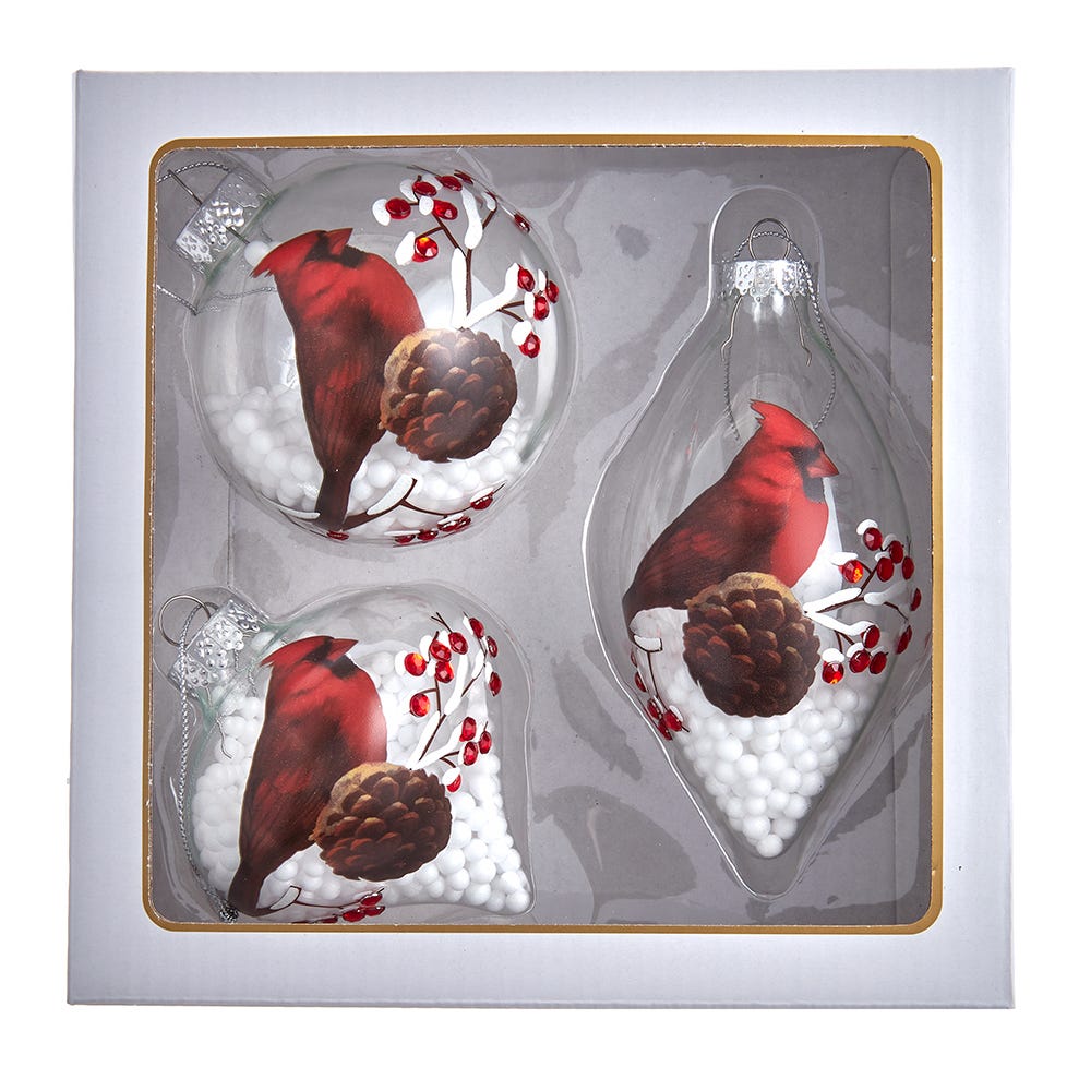 Shop For Kurt Adler 80MM Glass Cardinal Ornaments, 3 - Piece Set
