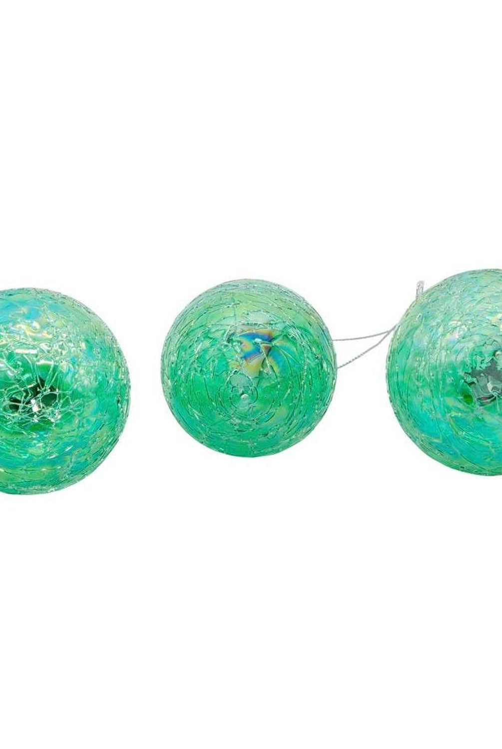 Kurt Adler 80MM Glass Iridescent Green Onion, Ball and Finial, (Set of 3)