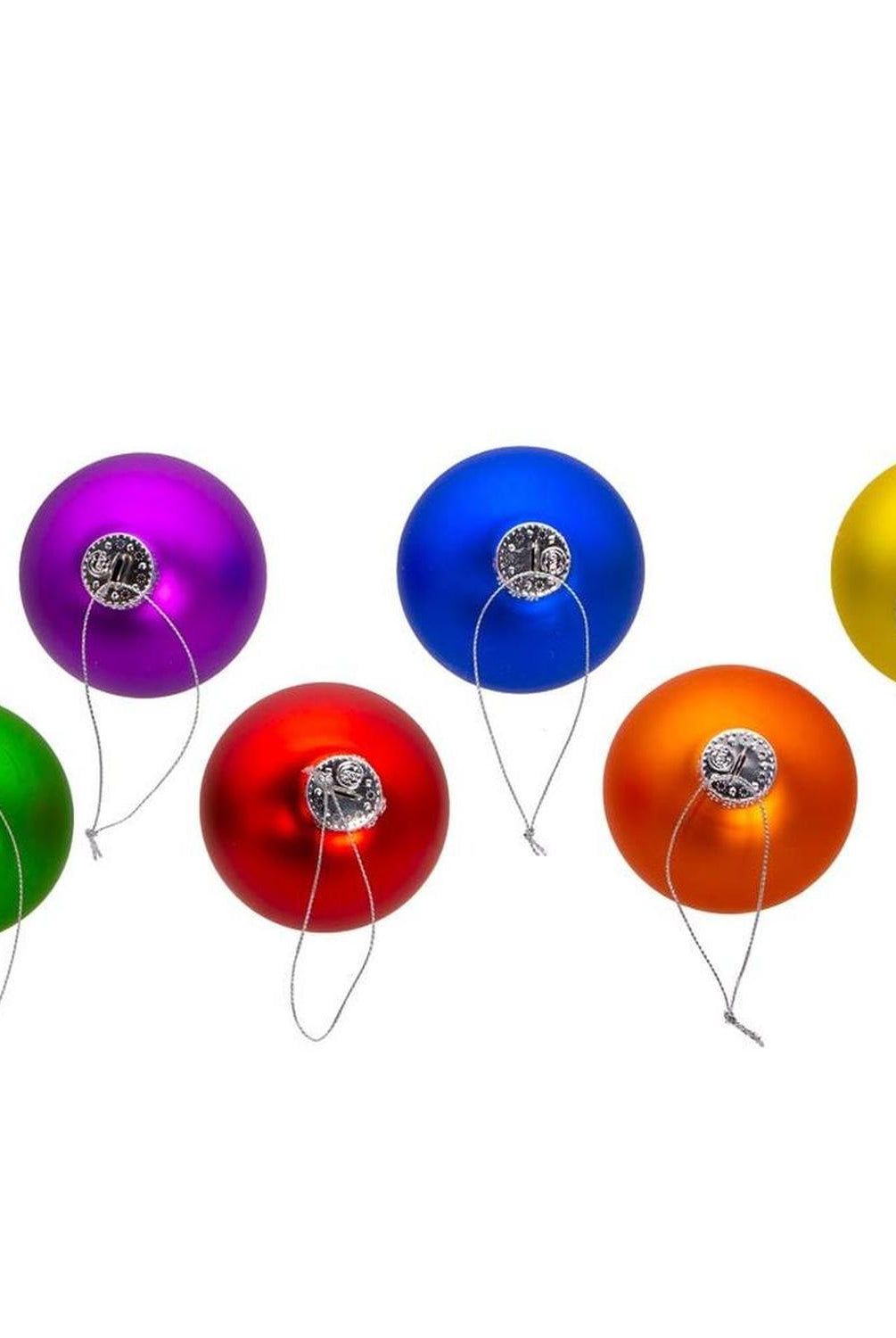 Kurt Adler 80MM Glass Matte Rainbow Ornaments (6 Pieces)