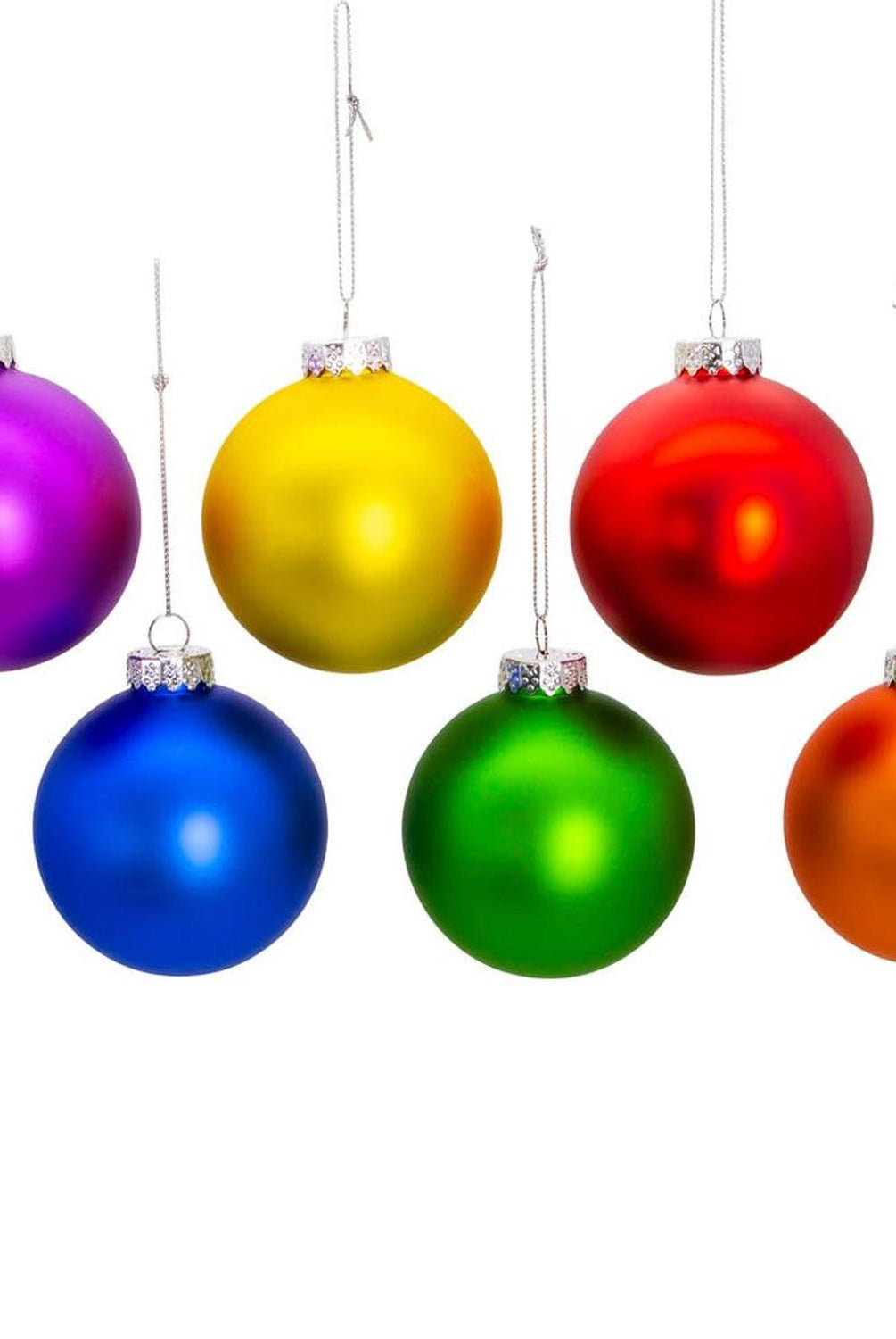 Kurt Adler 80MM Glass Matte Rainbow Ornaments (6 Pieces)
