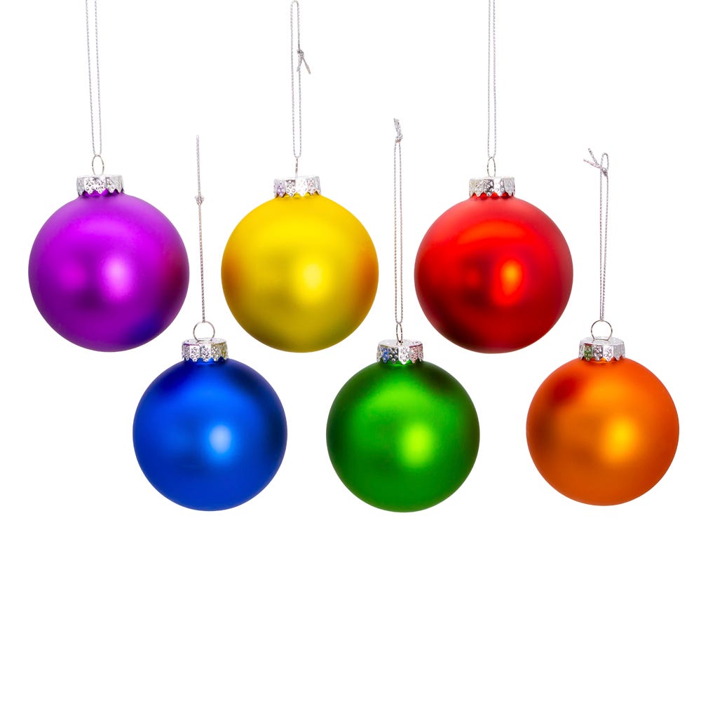Shop For Kurt Adler 80MM Glass Matte Rainbow Ornaments (6 Pieces)