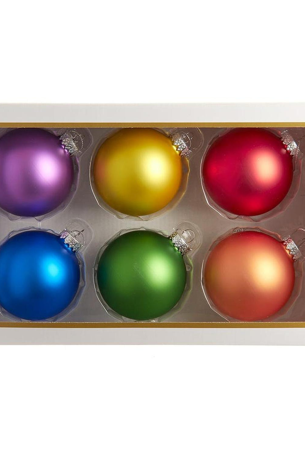 Kurt Adler 80MM Glass Matte Rainbow Ornaments (6 Pieces)