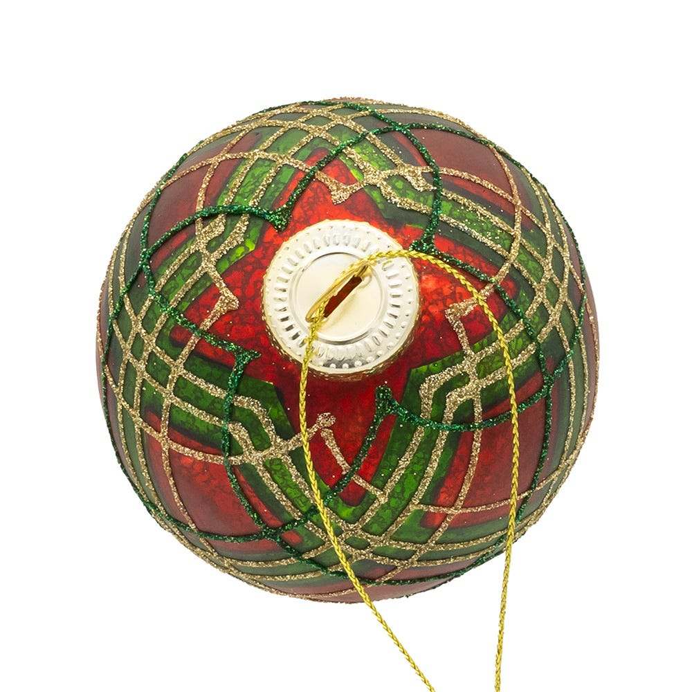 Shop For Kurt Adler 80MM Glass Matte Red and Green Striped Ball Ornaments, 6 - Piece Set
