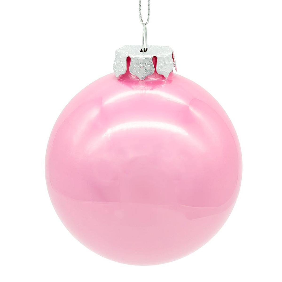 Shop For Kurt Adler 80MM Glass Pearlized Pink Ball Ornaments