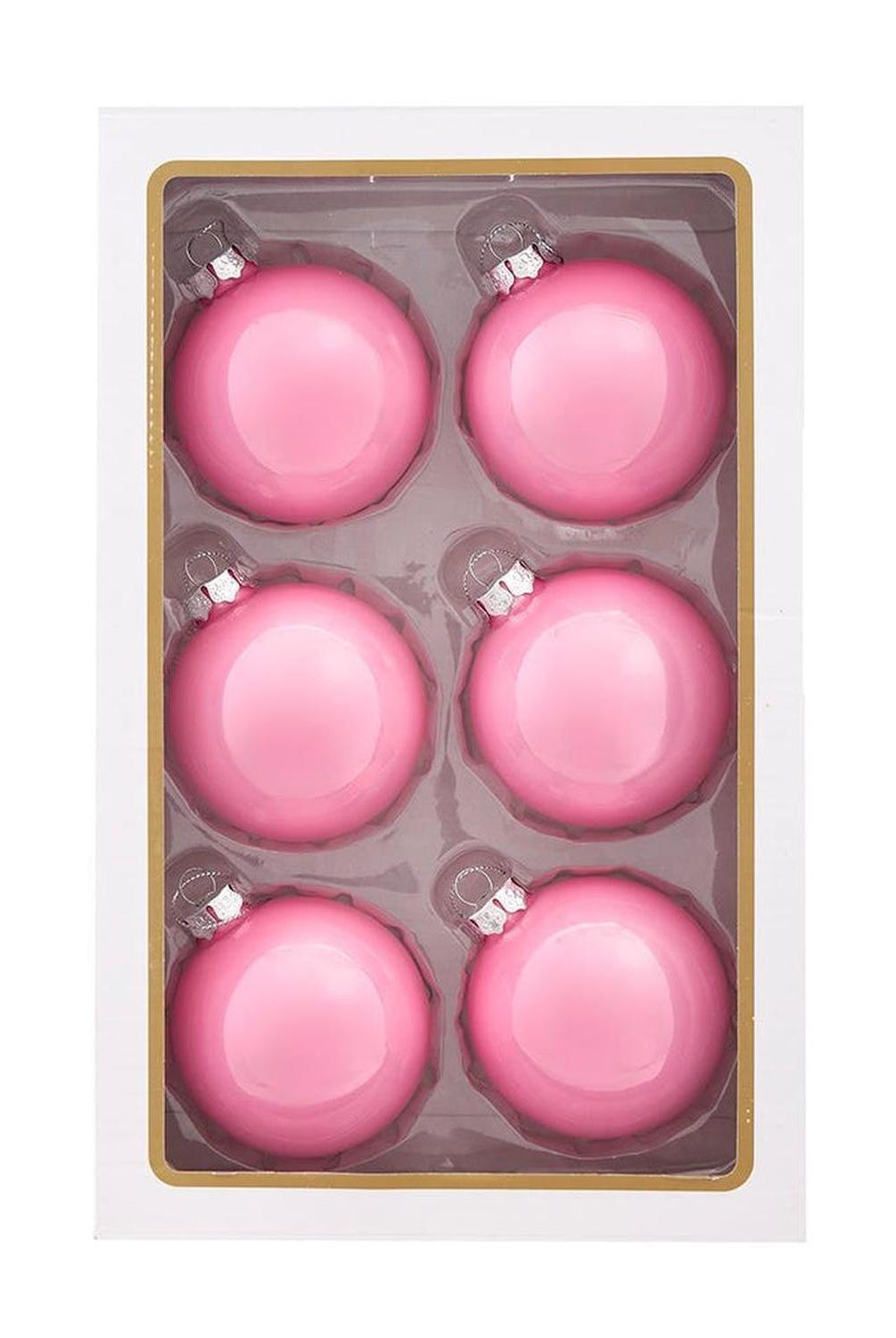 Kurt Adler 80MM Glass Pearlized Pink Ball Ornaments