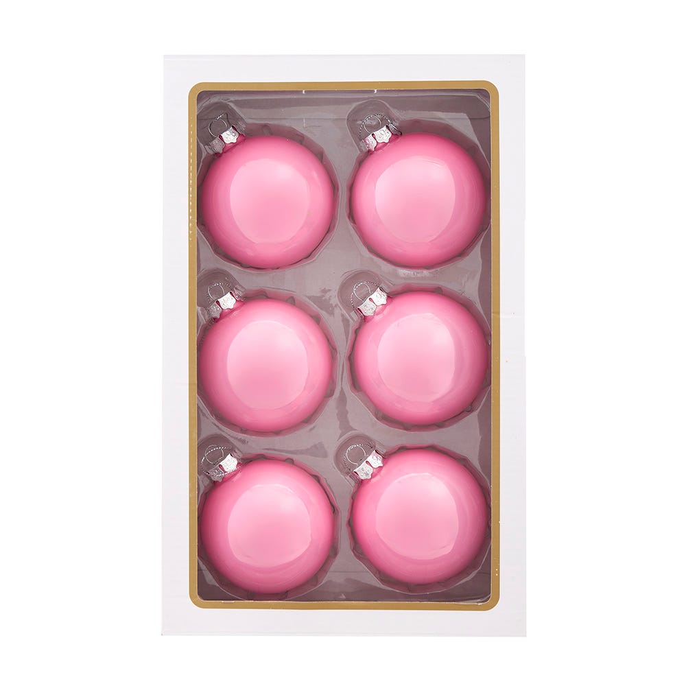 Shop For Kurt Adler 80MM Glass Pearlized Pink Ball Ornaments