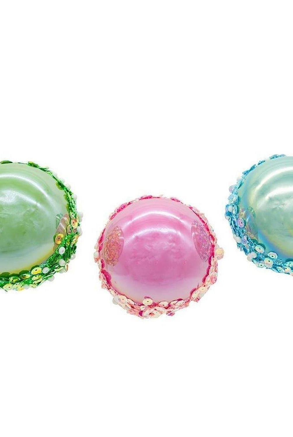 Kurt Adler 80MM Glass Pink, Blue and Green Glittered Ball Ornaments, 6-Piece Box