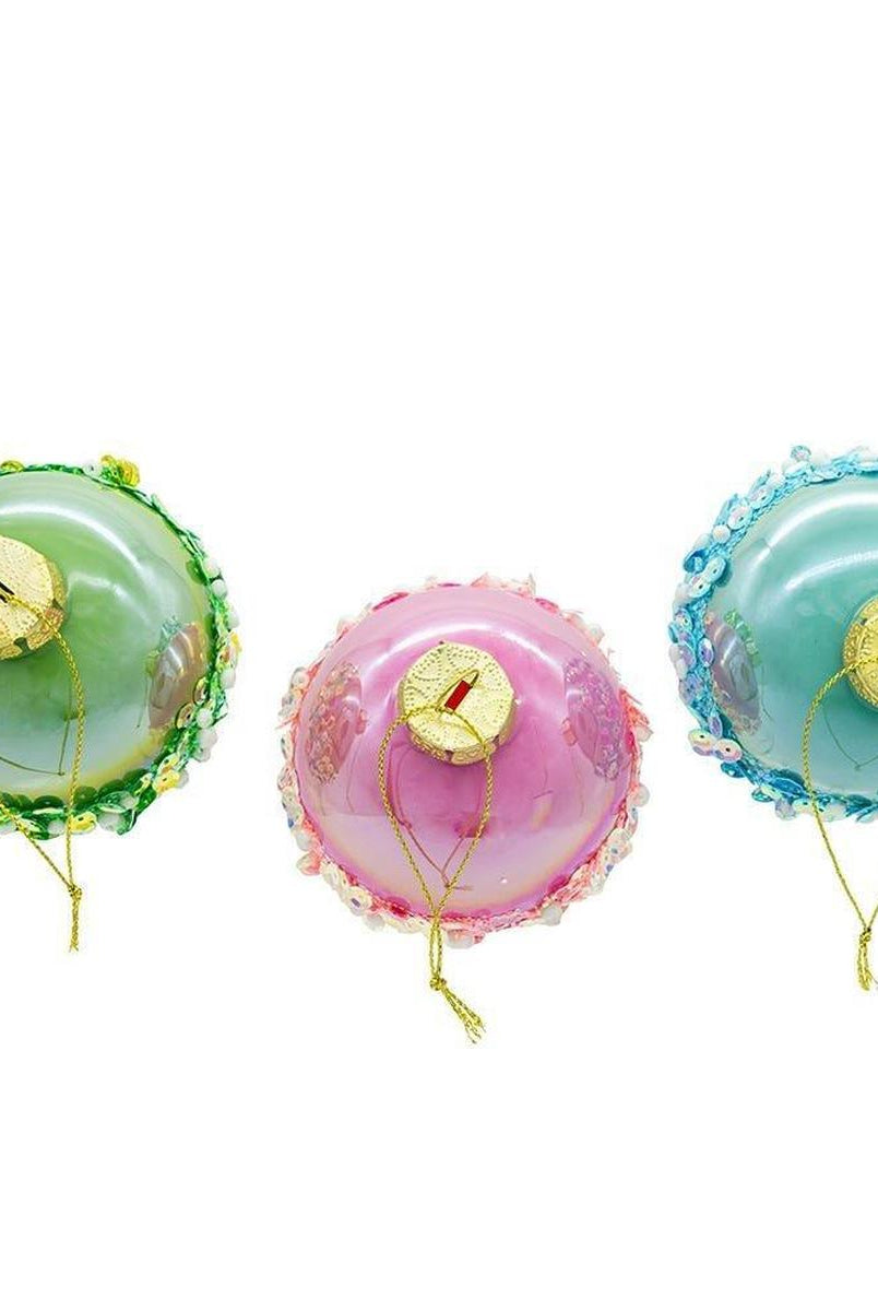 Shop For Kurt Adler 80MM Glass Pink, Blue and Green Glittered Ball Ornaments, 6 - Piece Box