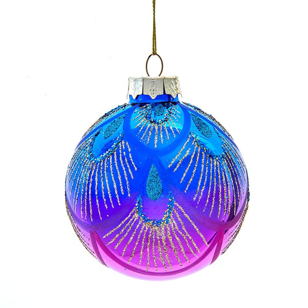 Shop For Kurt Adler 80MM Glass Purple and Blue Peacock Ball Ornaments, (Set of 6)