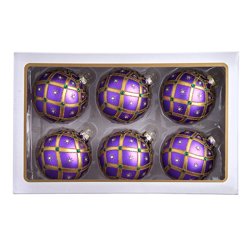 Shop For Kurt Adler 80MM Glass Purple Jewel Ornament (6 Piece)