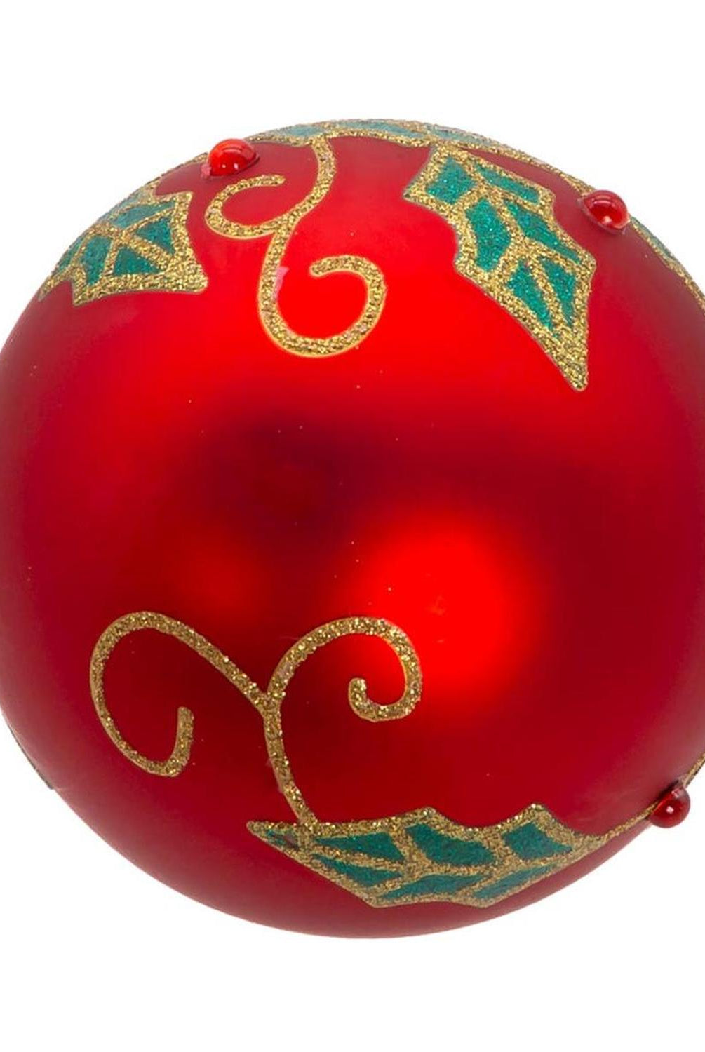 Kurt Adler 80MM Glass Red Berry and Holly Leaves Ornaments (6 Piece)