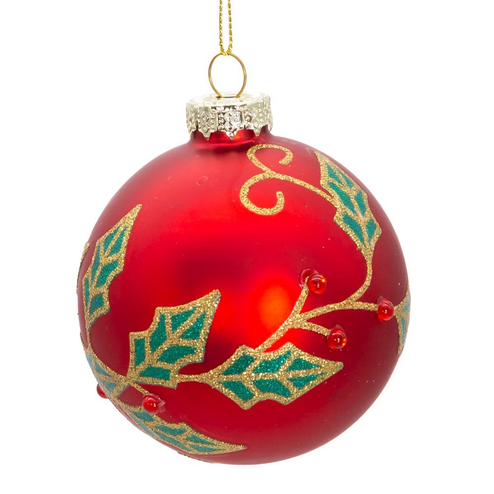 Shop For Kurt Adler 80MM Glass Red Berry and Holly Leaves Ornaments (6 Piece)