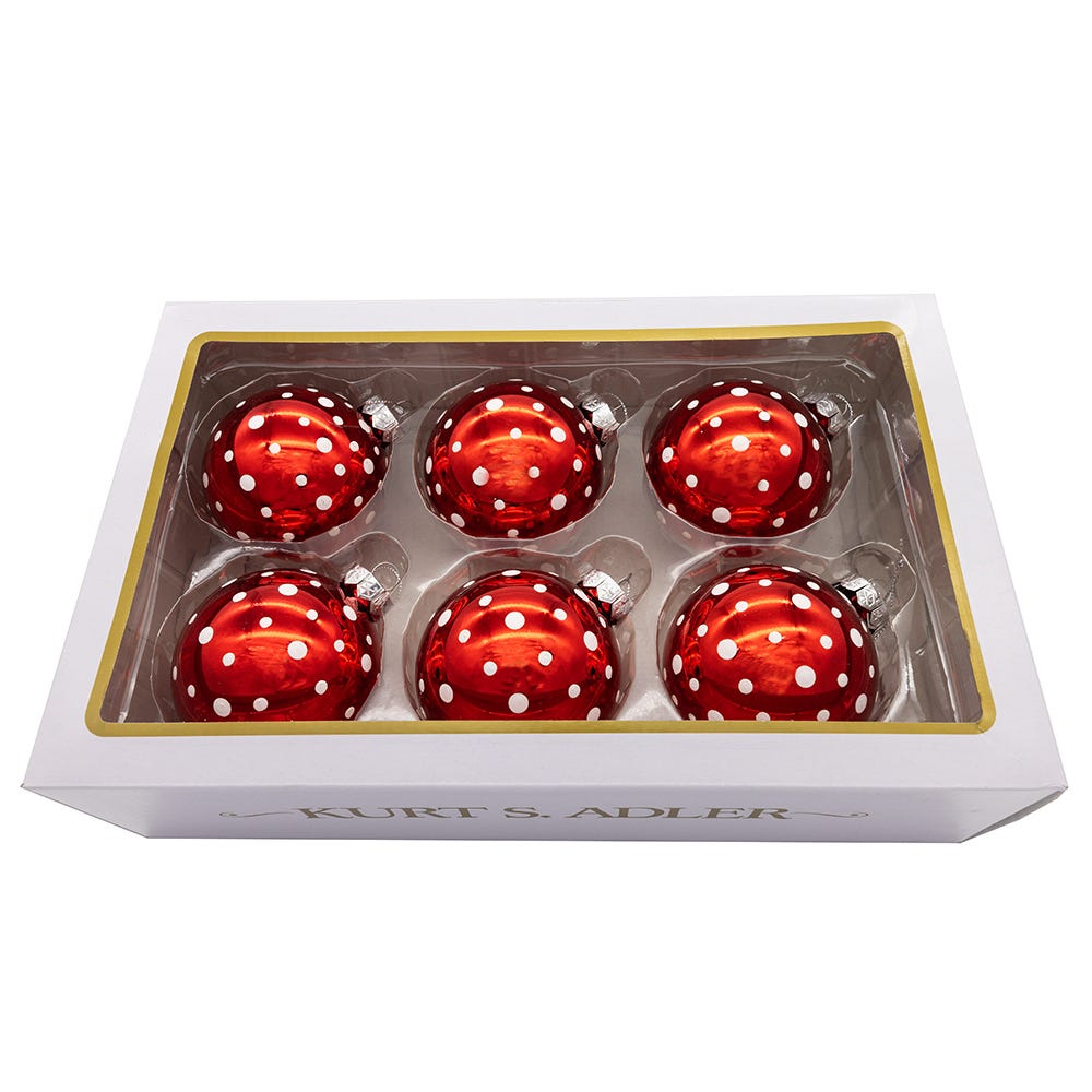 Shop For Kurt Adler 80MM Glass Red Polka Dot Ball Ornament, (Set of 3)