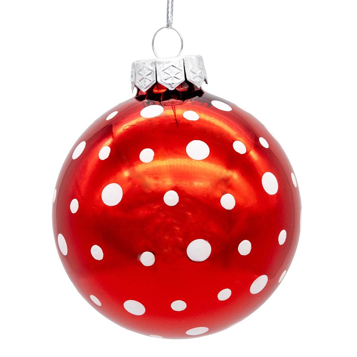 Shop For Kurt Adler 80MM Glass Red Polka Dot Ball Ornament, (Set of 3)