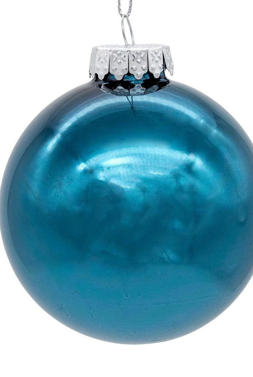 Shop For Kurt Adler 80MM Glass Shiny Teal Ball Ornaments, (Set of 6)