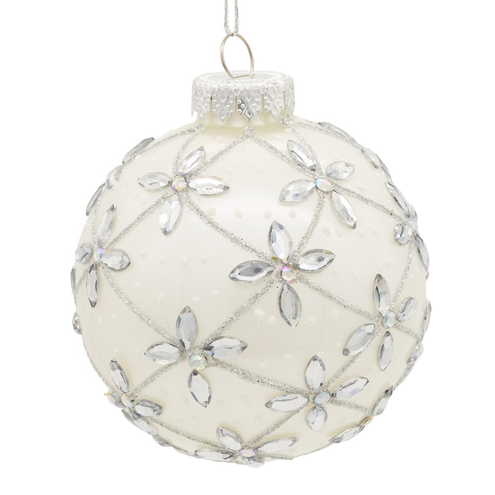 Shop For Kurt Adler 80MM Glass Silver Jeweled Ball Ornaments, 6 - Piece Box
