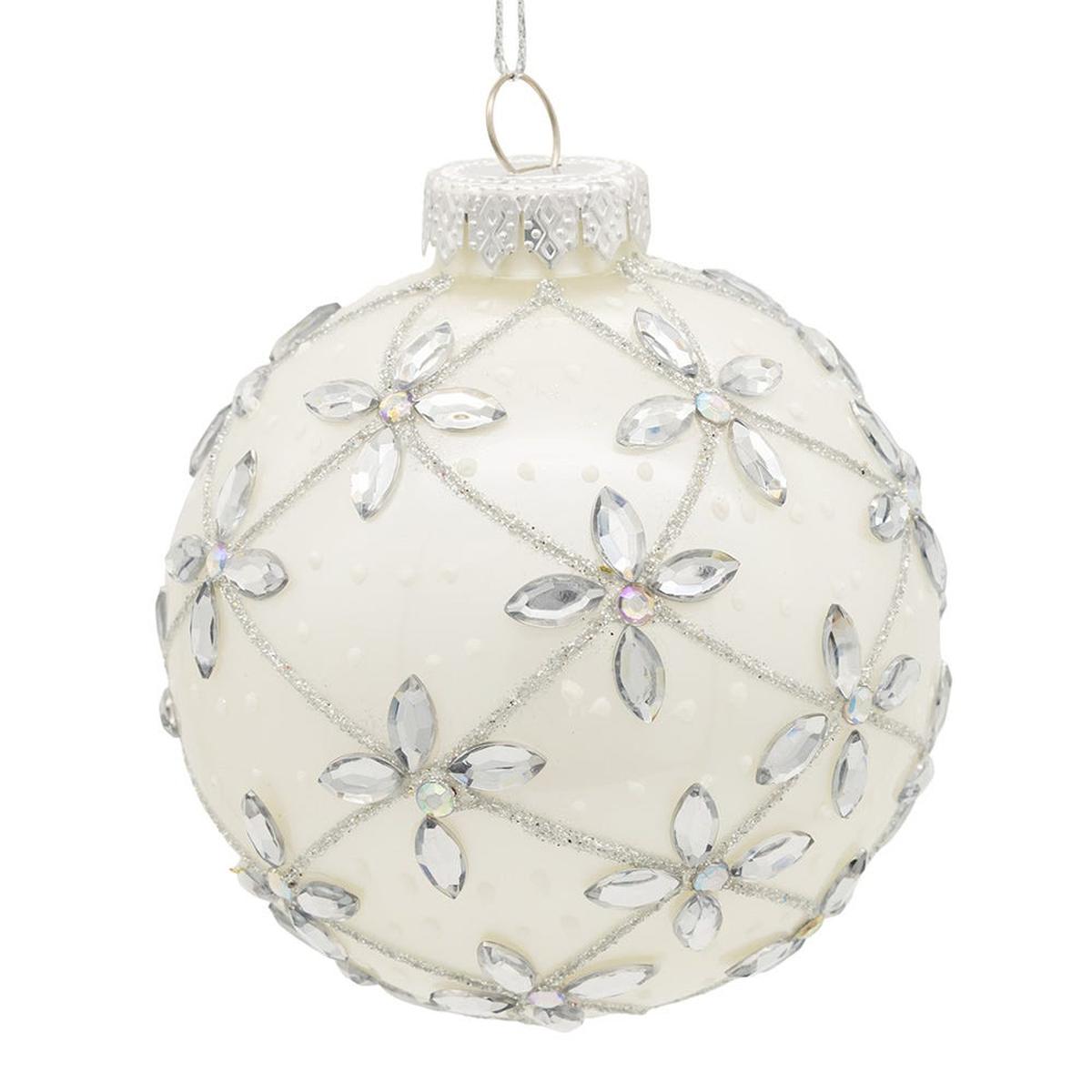 Shop For Kurt Adler 80MM Glass Silver Jeweled Ball Ornaments, 6 - Piece Box