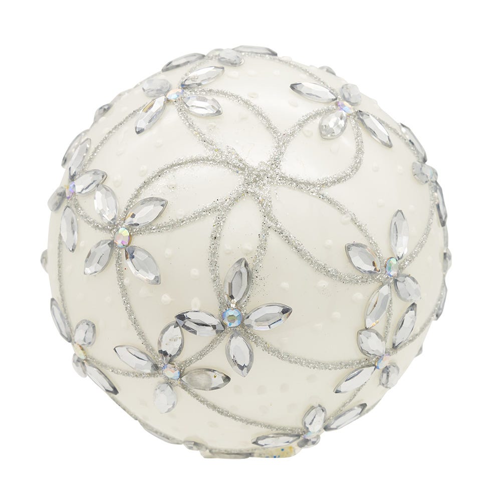 Shop For Kurt Adler 80MM Glass Silver Jeweled Ball Ornaments, 6 - Piece Box