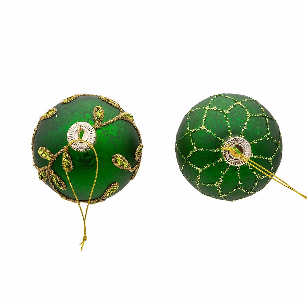 Shop For Kurt Adler 80MM Gold and Emerald Green Ornaments, Set of 6