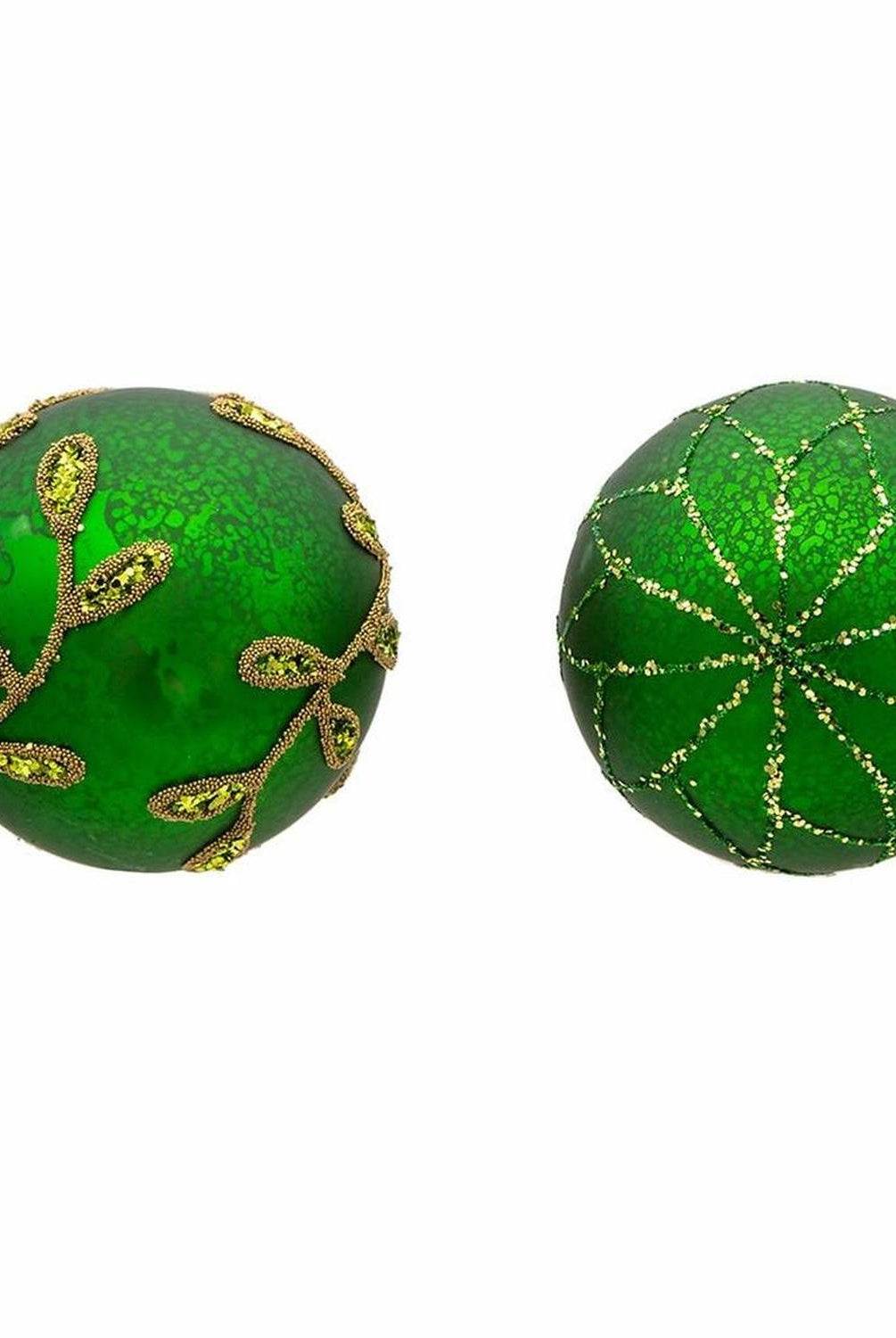 Kurt Adler 80MM Gold and Emerald Green Ornaments, Set of 6