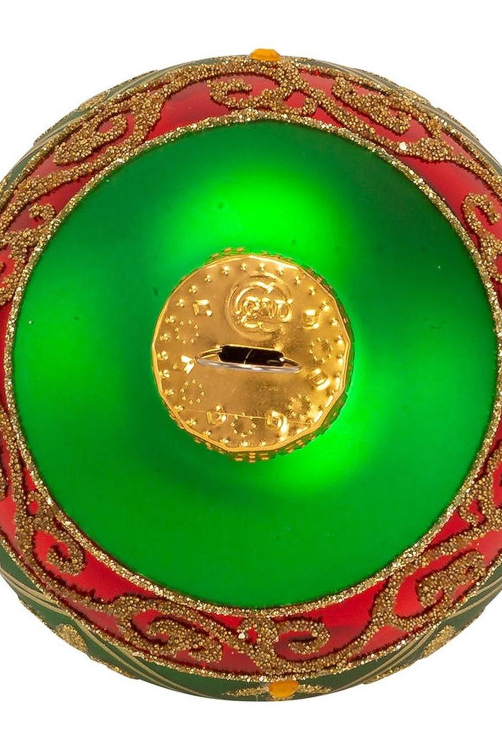 Kurt Adler 80MM Green Glass Ball Ornament Gold Fleur-De-Lis, Set of 6