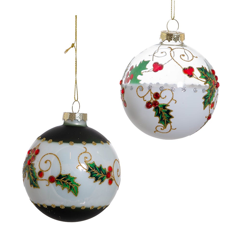 Shop For Kurt Adler 80MM Holly Leaves and Berries Glass Ball Ornaments, 6 - Piece Set