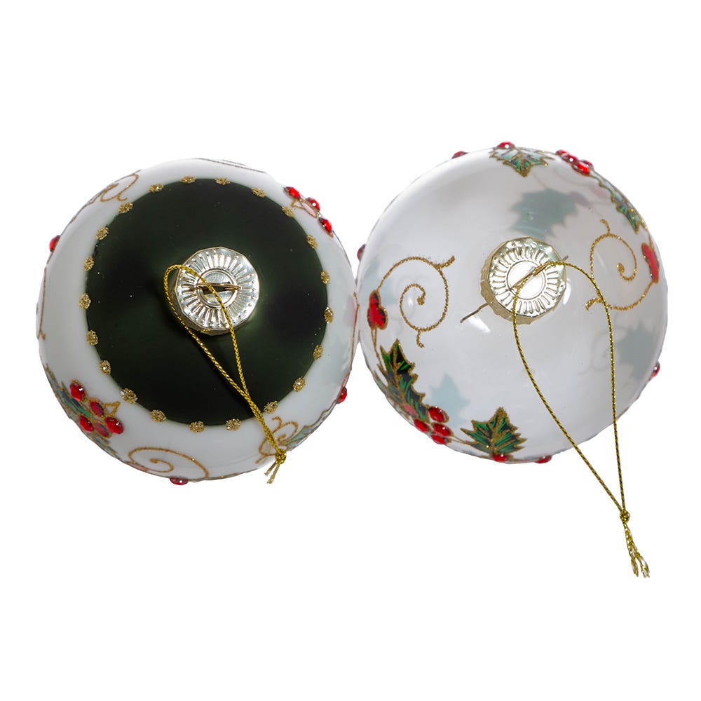 Shop For Kurt Adler 80MM Holly Leaves and Berries Glass Ball Ornaments, 6 - Piece Set