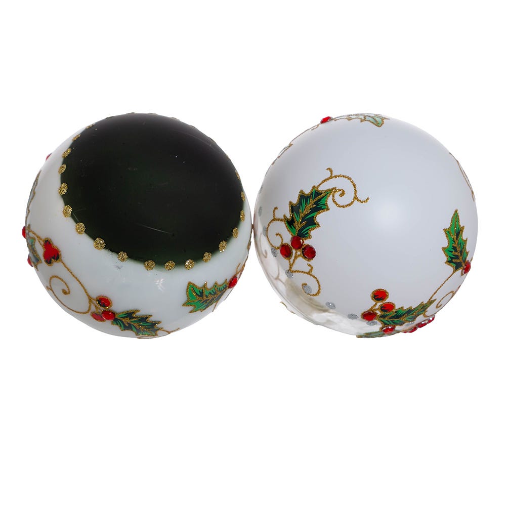 Shop For Kurt Adler 80MM Holly Leaves and Berries Glass Ball Ornaments, 6 - Piece Set
