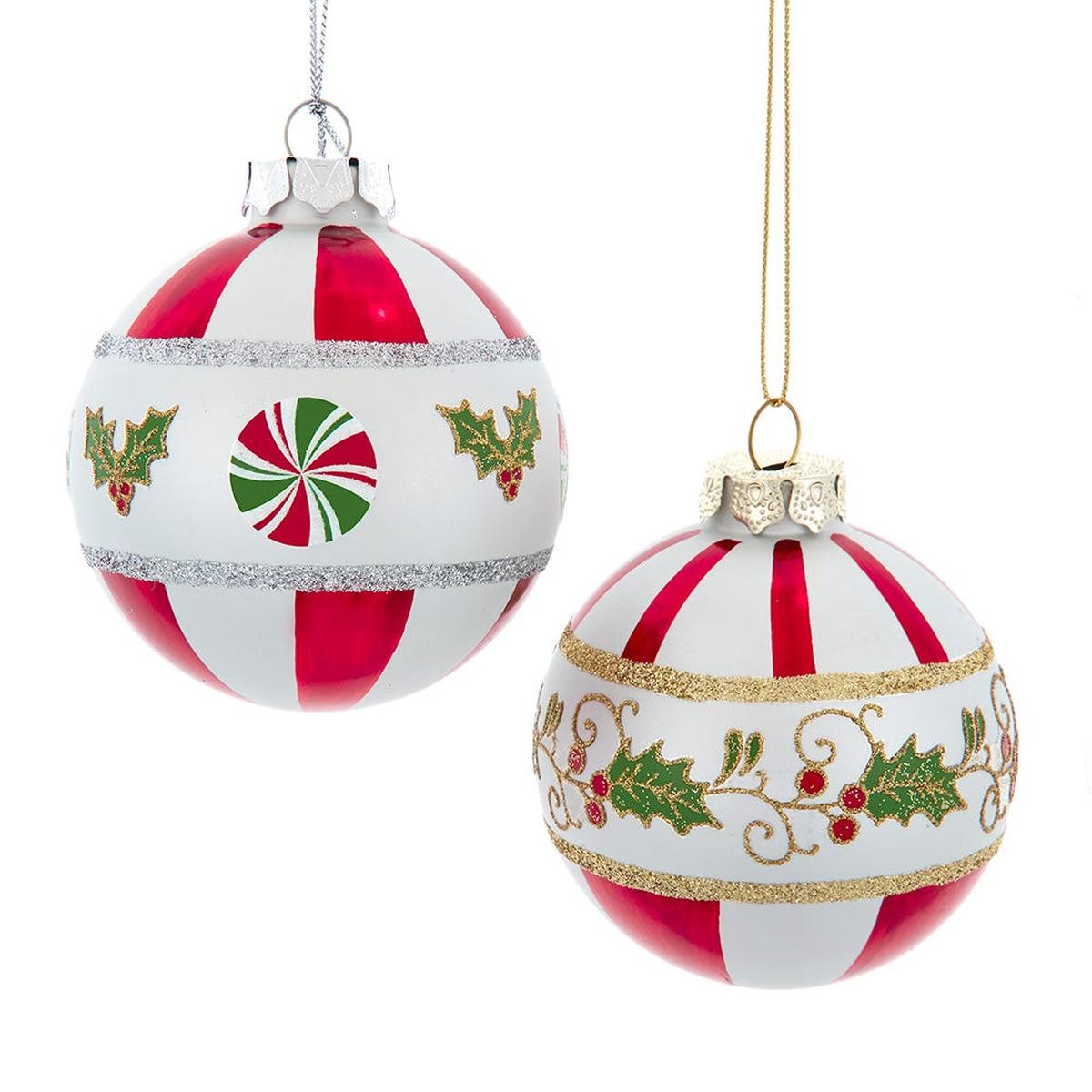 Shop For Kurt Adler 80mm Holly Leaves Glass Ball Ornament (Set of 6)