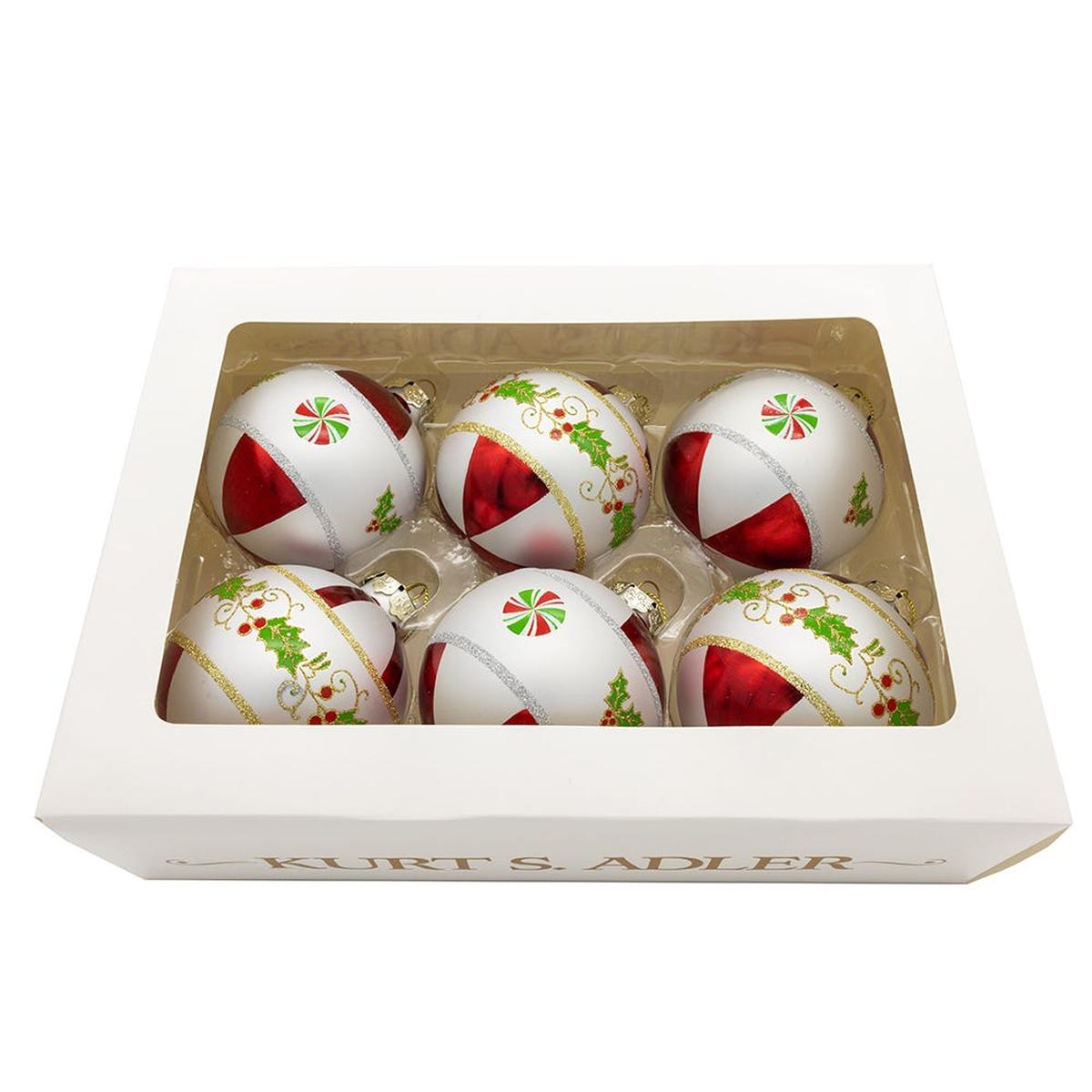 Shop For Kurt Adler 80mm Holly Leaves Glass Ball Ornament (Set of 6)